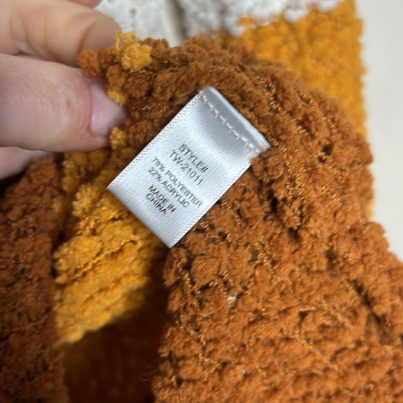 Zenana | Retro Orange Brown White Color Block Sweater Fall Vibes Cozy Shirt M - Picture 7 of 8